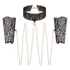 Rosy Gold Rosy Gold Lace Cuffs and Collar (Black), golier s náramkami