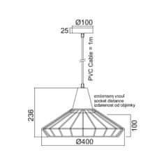 ACA ACA Lighting Vintage závesné svietidlo KS174940BK