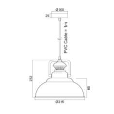 ACA ACA Lighting Vintage závesné svietidlo KS184331R