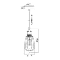 ACA ACA Lighting Vintage závesné svietidlo KS2047P1BK