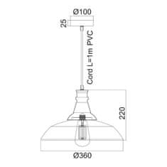 ACA ACA Lighting Vintage závesné svietidlo KS1290P36T1GW