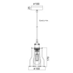 ACA ACA Lighting Vintage závesné svietidlo KS1342P151BK