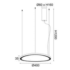 ACA ACA Lighting závesné svietidlo LED 36W 3000K 2700lm HARMONY zlatá hliník IP20 D42XH120CM BR97LEDP40GD