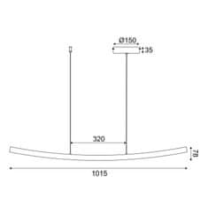 ACA ACA Lighting závesné svietidlo LED 20W 3000K 1400lm NAAVA čierna hliník IP20 102X15X110CM YL1721LEDPBK