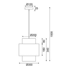 ACA ACA Lighting závesné svietidlo 1XE27 NISYROS textil plus ratan D30XH150CM TF20831PG