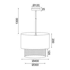 ACA ACA Lighting závesné svietidlo 2XE27 NISYROS čierna textil plus ratan D40xH150CM TF20832PB