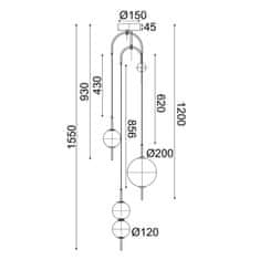 ACA ACA Lighting závesné svietidlo LED 19W 3000K 1950lm AMELIA čierna plus matné sklo D37XH150CM TNK323LED19P