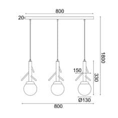 ACA ACA Lighting závesné svietidlo 3XE14 FLORESTA drevo 80X15XH180CM EF93573P