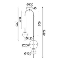 ACA ACA Lighting závesné svietidlo LED 15W 3000K 1500lm AMELIA čierna plus matné sklo D37XH130CM TNK323LED15P