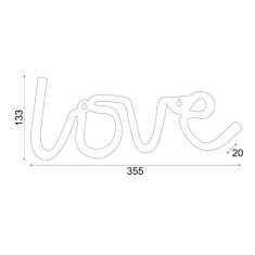 ACA ACA Lighting LOVE, 118 neónová LED lampička na batérie (3xAA)/USB, WW, IP20, 35.5x2x13cm X041181322