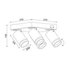 ACA ACA Lighting stropné svietidlo 4XGU10 DIVINO šedá hliník IP20 21X21X13,5CM RA3634CGY