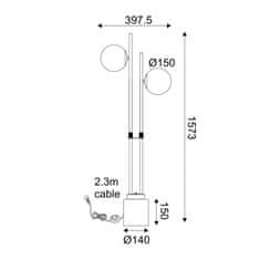 ACA ACA Lighting stojacia lampa 2XE14 QUADRO čierna plus biela mramor, kov IP20 40X15XH157CM ML127022FBK