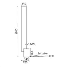 ACA ACA Lighting stojacia lampa LED 35W 3000K 2800LM AELIA čierna IP20 20,5X14XH150CM PN30LEDFBK