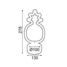 ACA ACA Lighting ANANAS, 41 neónová LED lampička na batérie (3xAA) / USB, zelená plus žltá, IP20, 13x10x27.8cm FPINAPPLENEON2A