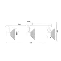 ACA ACA Lighting nástenné a stropné svietidlo 3XE14 PALOMA čierna 53X13X19CM TNK2833SB