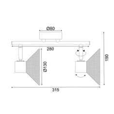 ACA ACA Lighting nástenné a stropné svietidlo 2XE14 PALOMA biela 32X13X19CM TNK2832SW