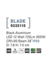 Nova Luce NOVA LUCE zapustené svietidlo BLADE čierny hliník LED 12W 3000K 38st. IP65 9232115