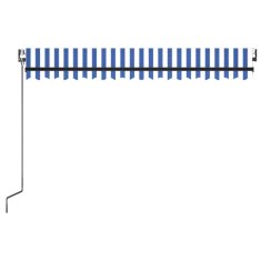 Vidaxl Automatická markíza, LED a senzor vetra 400x300 cm, modrá/biela