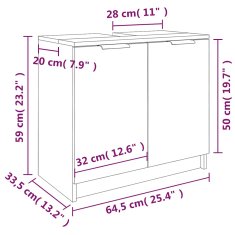 Vidaxl Kúpeľňová skrinka čierna 64,5x33,5x59 cm spracované drevo