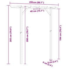 Vidaxl Záhradná pergola 205x40x203 cm, drevo