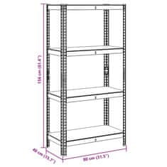 Vidaxl Regál so 4 policami, strieborný, oceľ a kompozitné drevo
