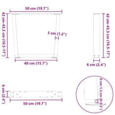 Vidaxl Nohy jedálenského stola V-Shape 2 ks Prírodná oceľ