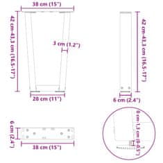 Vidaxl Nohy jedálenského stola V-Shape 2 ks Prírodná oceľ
