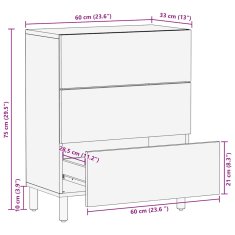 Vidaxl Príborník Hnedý 60x33x75 cm Masívne drevo Mango