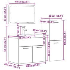 Vidaxl 4-dielna sada kúpeľňového nábytku betónová kompozitné drevo