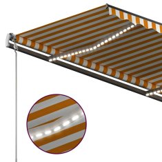 Vidaxl Automatická markíza, LED a senzor vetra 4x3 m, žltá/biela