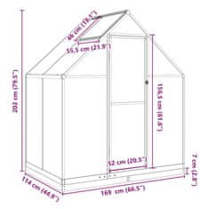 Vidaxl Skleník so základovým rámom zelený 169x114x202 cm hliník