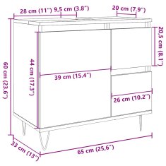 Vidaxl Skrinka do kúpeľne betónová sivá 65x33x60 cm kompozitné drevo