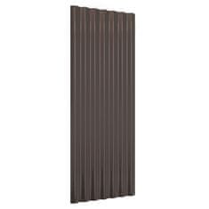 Vidaxl Strešné panely 12 ks práškovaná oceľ hnedé 100x36 cm