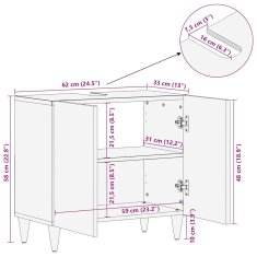 Vidaxl Kúpeľňová skrinka na umývadlo 62x33x58 cm, mangový masív