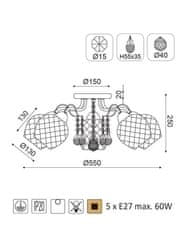 ACA Stropné svietidlo OPORTO max. 5x60W/E27/230V/IP20