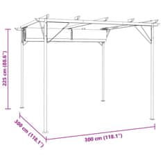 Vidaxl Pergola so zaťahovacou strechou krémovo-biela 3x3 m oceľová