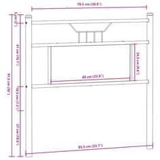 Vidaxl Čelo postele, dub sonoma 80 cm, kompozitné drevo a oceľ