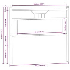 Vidaxl Čelo postele, tmavý dub 100 cm, kompozitné drevo a oceľ