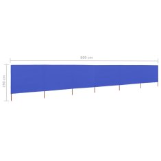 Vidaxl 6-panelová zábrana proti vetru látková 800x160 cm azúrovo-modrá