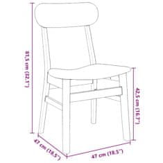 Vidaxl jedálenské stoličky s vankúšmi 2 ks Hnedá guma masívneho dreva
