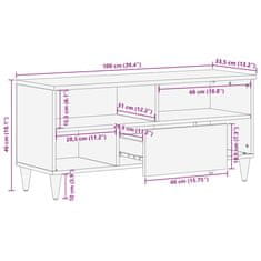 Vidaxl TV skrinka 100x33,5x46 cm Masívne drevo Mango