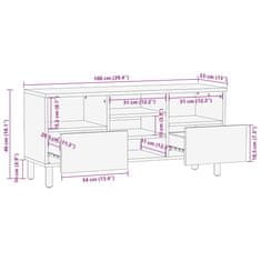 Vidaxl TV skrinka Hnedá 100x33x46 cm Masívne drevo Mango