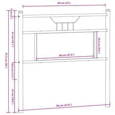 Vidaxl Čelo postele dymový dub 90 cm kompozitné drevo a oceľ