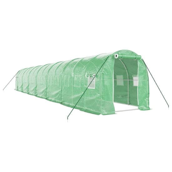 Vidaxl Fóliovník s oceľovým rámom zelený 28 m² 14x2x2 m