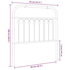 Vidaxl Kovové čelo postele čierne 90 cm