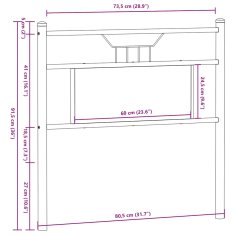 Vidaxl Čelo postele, dub sonoma 75 cm, kompozitné drevo a oceľ