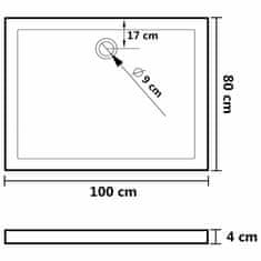 Vidaxl Obdĺžniková sprchová vanička z ABS čierna 80x100 cm