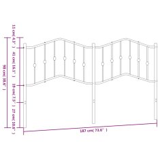 Vidaxl Kovové čelo postele, biele 180 cm