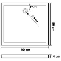 Vidaxl Obdĺžniková sprchová vanička z ABS biela 80x90 cm