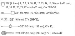 YATO  Gola sada 3/8" 22 ks YT-38561